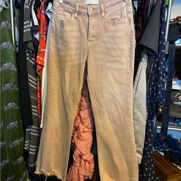 Vervet Blue Blush Pink Jeans with Wide Leg & Raw Hem - Picture 1 of 4
